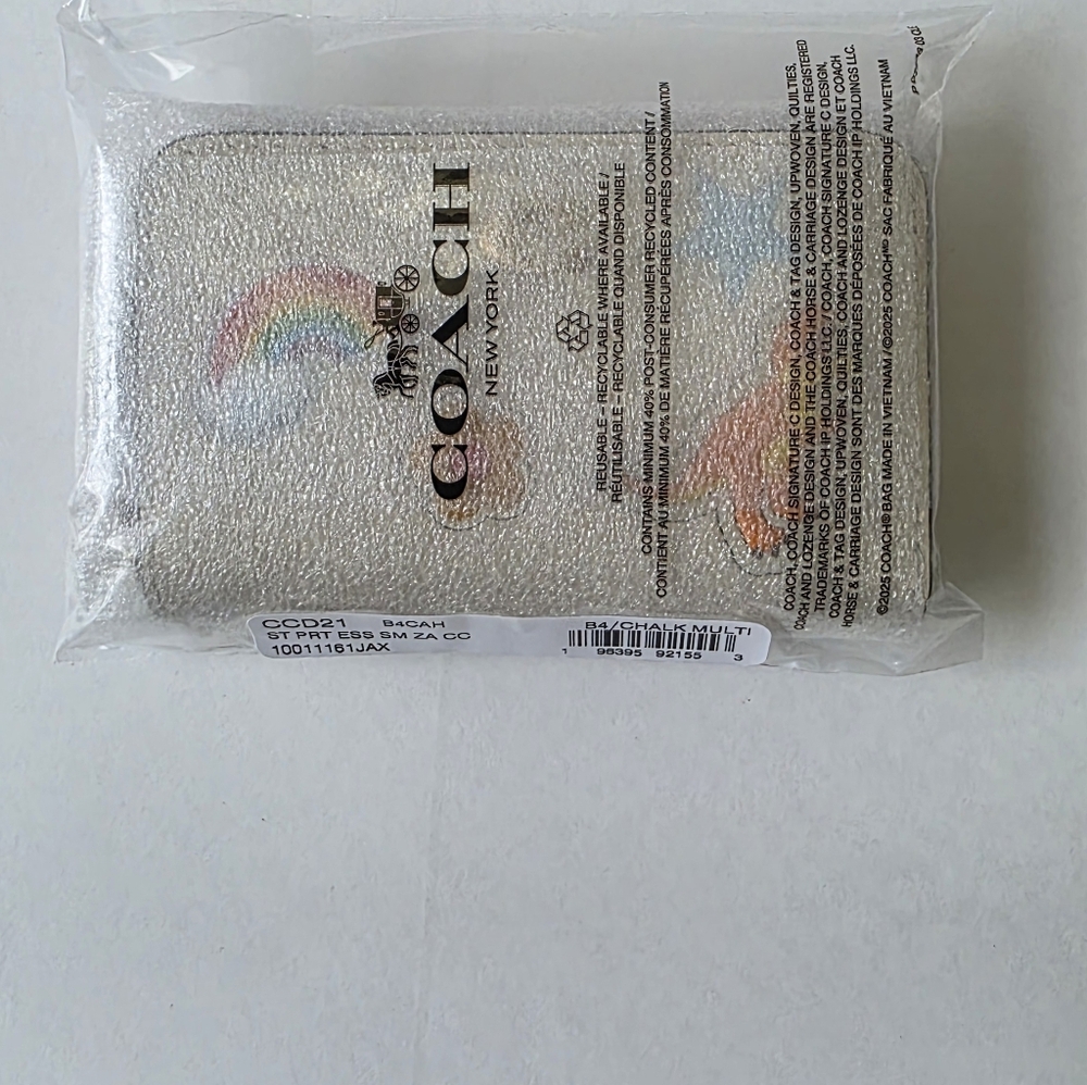 Coach Essential Small Zip Around Card Case With Sticker Print NWT - Picture 4 of 5